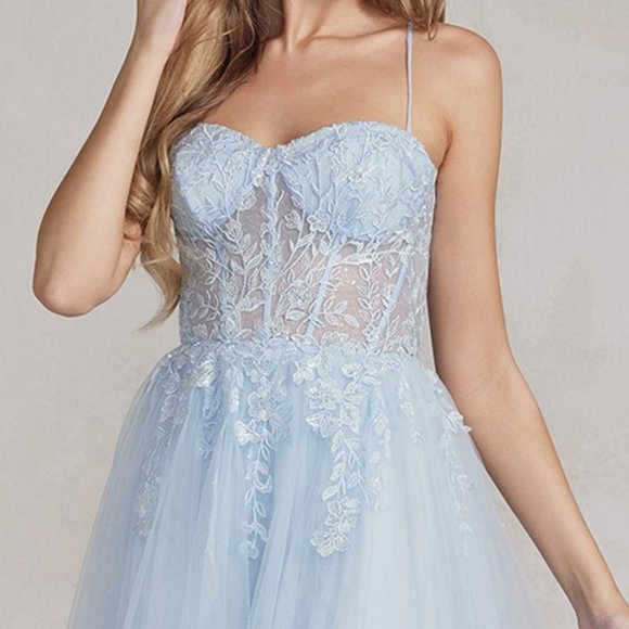 NEW FLOOR LENGTH DRESS WITH ELEGANT SLIT ON THE SKIRT & FLORAL PATTERNS NX J1089 - Picture 3 of 7